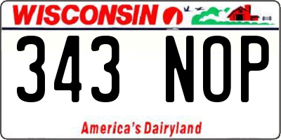 WI license plate 343NOP