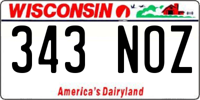 WI license plate 343NOZ