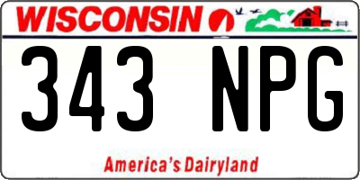 WI license plate 343NPG