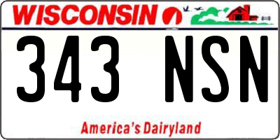 WI license plate 343NSN