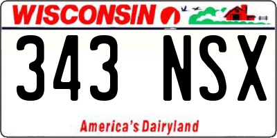 WI license plate 343NSX