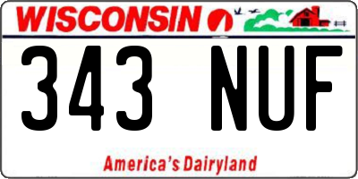 WI license plate 343NUF