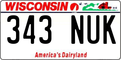 WI license plate 343NUK