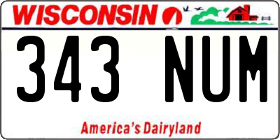 WI license plate 343NUM