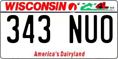WI license plate 343NUO