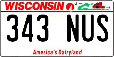 WI license plate 343NUS