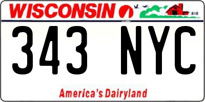 WI license plate 343NYC