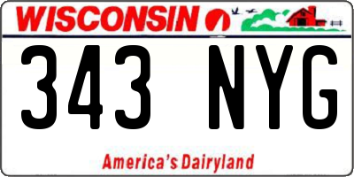 WI license plate 343NYG