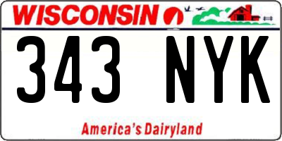WI license plate 343NYK