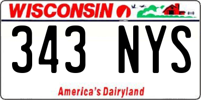 WI license plate 343NYS