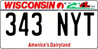 WI license plate 343NYT