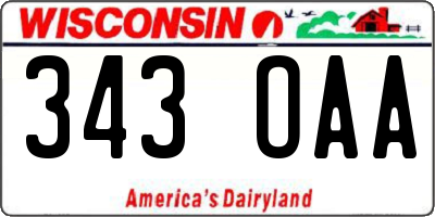 WI license plate 343OAA