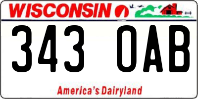 WI license plate 343OAB