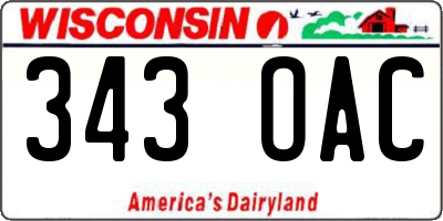 WI license plate 343OAC