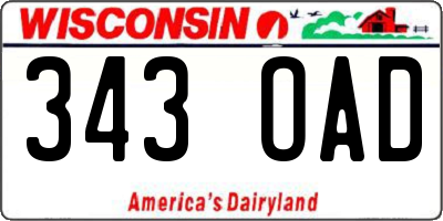 WI license plate 343OAD