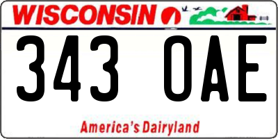 WI license plate 343OAE