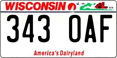 WI license plate 343OAF