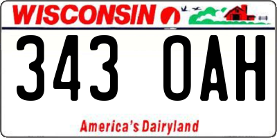 WI license plate 343OAH