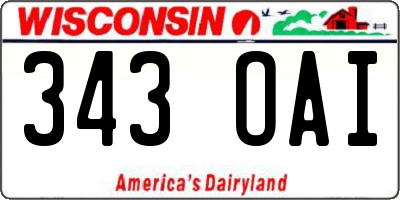 WI license plate 343OAI