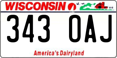 WI license plate 343OAJ
