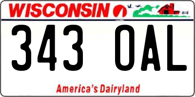 WI license plate 343OAL