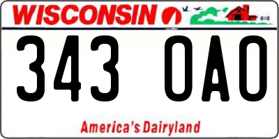 WI license plate 343OAO