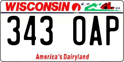 WI license plate 343OAP