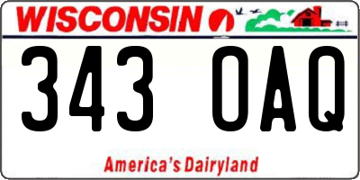 WI license plate 343OAQ