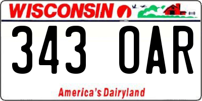 WI license plate 343OAR
