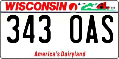WI license plate 343OAS