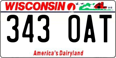 WI license plate 343OAT
