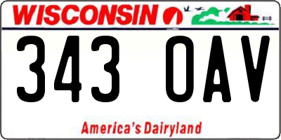 WI license plate 343OAV