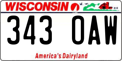 WI license plate 343OAW