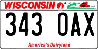 WI license plate 343OAX