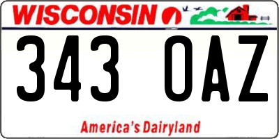 WI license plate 343OAZ
