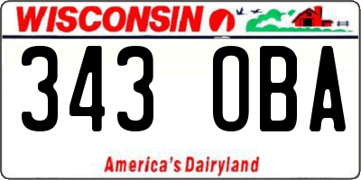 WI license plate 343OBA