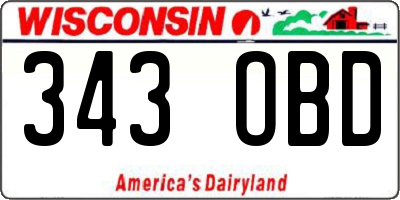 WI license plate 343OBD