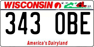 WI license plate 343OBE