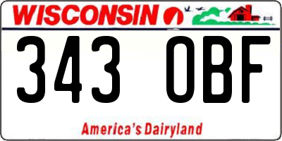 WI license plate 343OBF