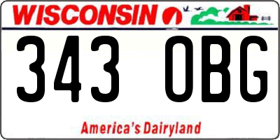 WI license plate 343OBG
