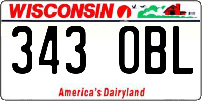 WI license plate 343OBL