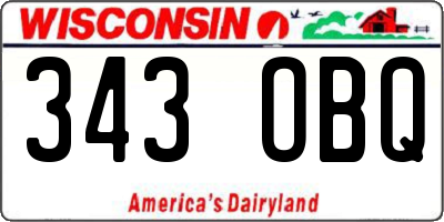 WI license plate 343OBQ