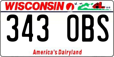 WI license plate 343OBS