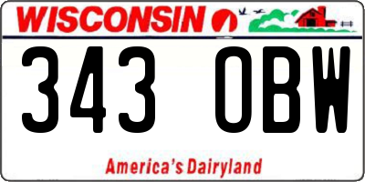 WI license plate 343OBW