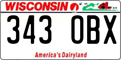 WI license plate 343OBX