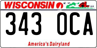 WI license plate 343OCA