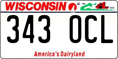WI license plate 343OCL