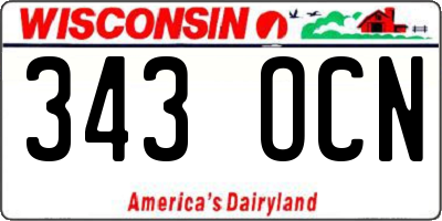 WI license plate 343OCN