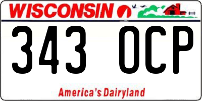 WI license plate 343OCP