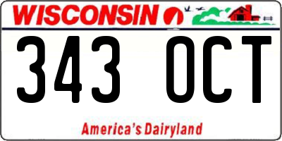 WI license plate 343OCT